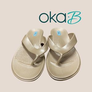 OkaB Brown Bronze Thong Sandals L 10